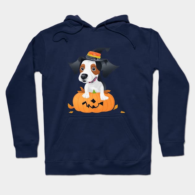 A cute dog in pumpkin celebrating Halloween Hoodie by halazidan